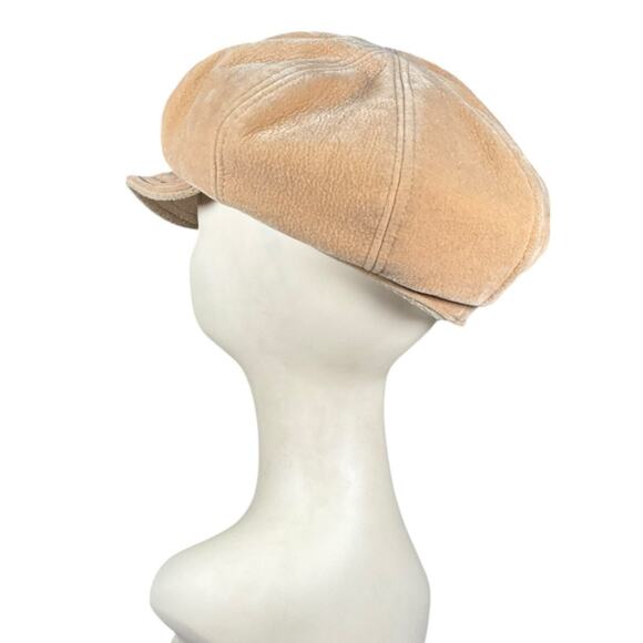 Villager Tan Faux Shearling Newsboy Cap Women’s One Size Vintage Y2K Style - Picture 7 of 11